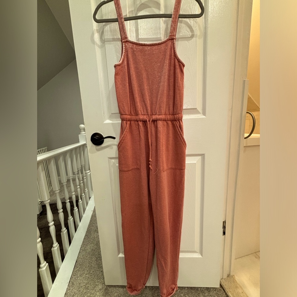Women's Pink Jumpsuit with drawstring and pockets